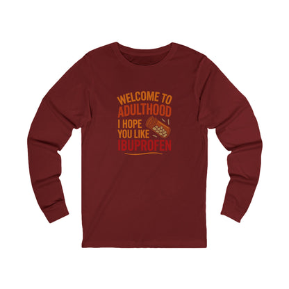 Welcome to Adulthood (Ibuprofen) — Retro Graphic Long Sleeve (Dark)