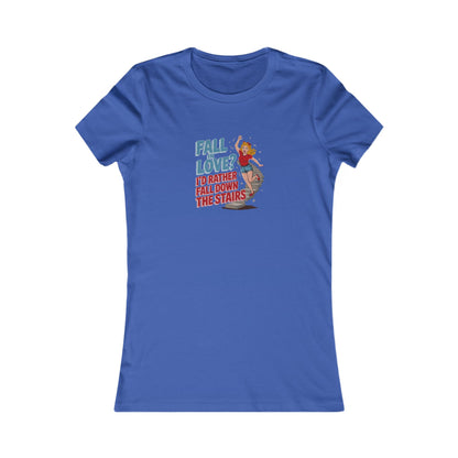 Fall in Love? I'd Rather Fall Down the Stairs — Retro Women's Tee (Dark)