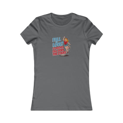 Fall in Love? I'd Rather Fall Down the Stairs — Retro Women's Tee (Dark)