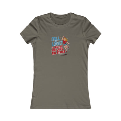 Fall in Love? I'd Rather Fall Down the Stairs — Retro Women's Tee (Dark)