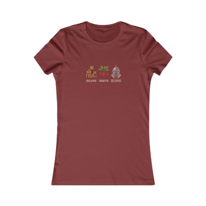 Bears, Beets, Battlestar (Captions) — Retro Women's Tee (Dark)