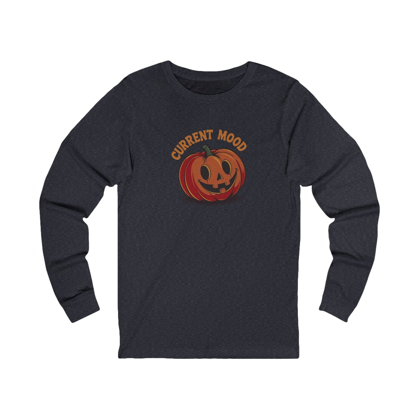 Current Mood (Cute Pumpkin) — Retro Halloween Long Sleeve (Dark)