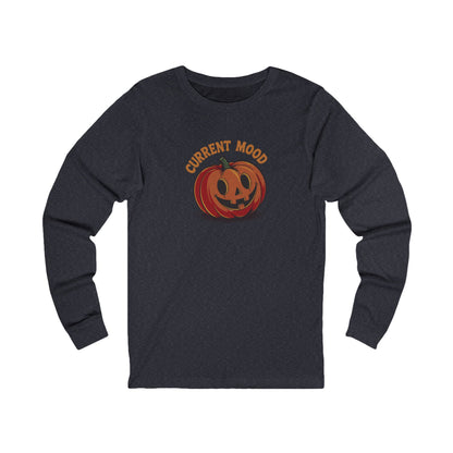 Current Mood (Cute Pumpkin) — Retro Halloween Long Sleeve (Dark)
