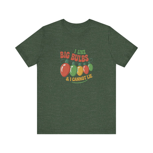 I Like Big Bulbs and I Cannot Lie — Christmas Lights Retro Tee (Dark)