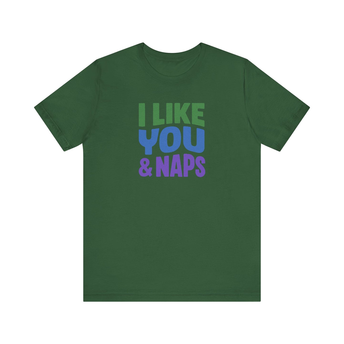I Like You & Naps (Cool Gradient) — Retro Loungewear Tee (Dark)