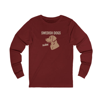 His Bjärk Is Worse Than His Bite – Minimalist Dog Pun Retro Long Sleeve (Dark)