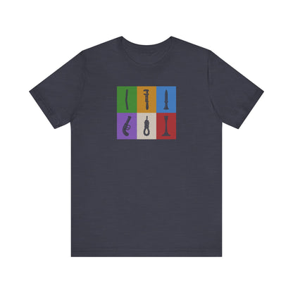 Six Ways Into the Evidence Locker — Clue Retro Tee (Dark)