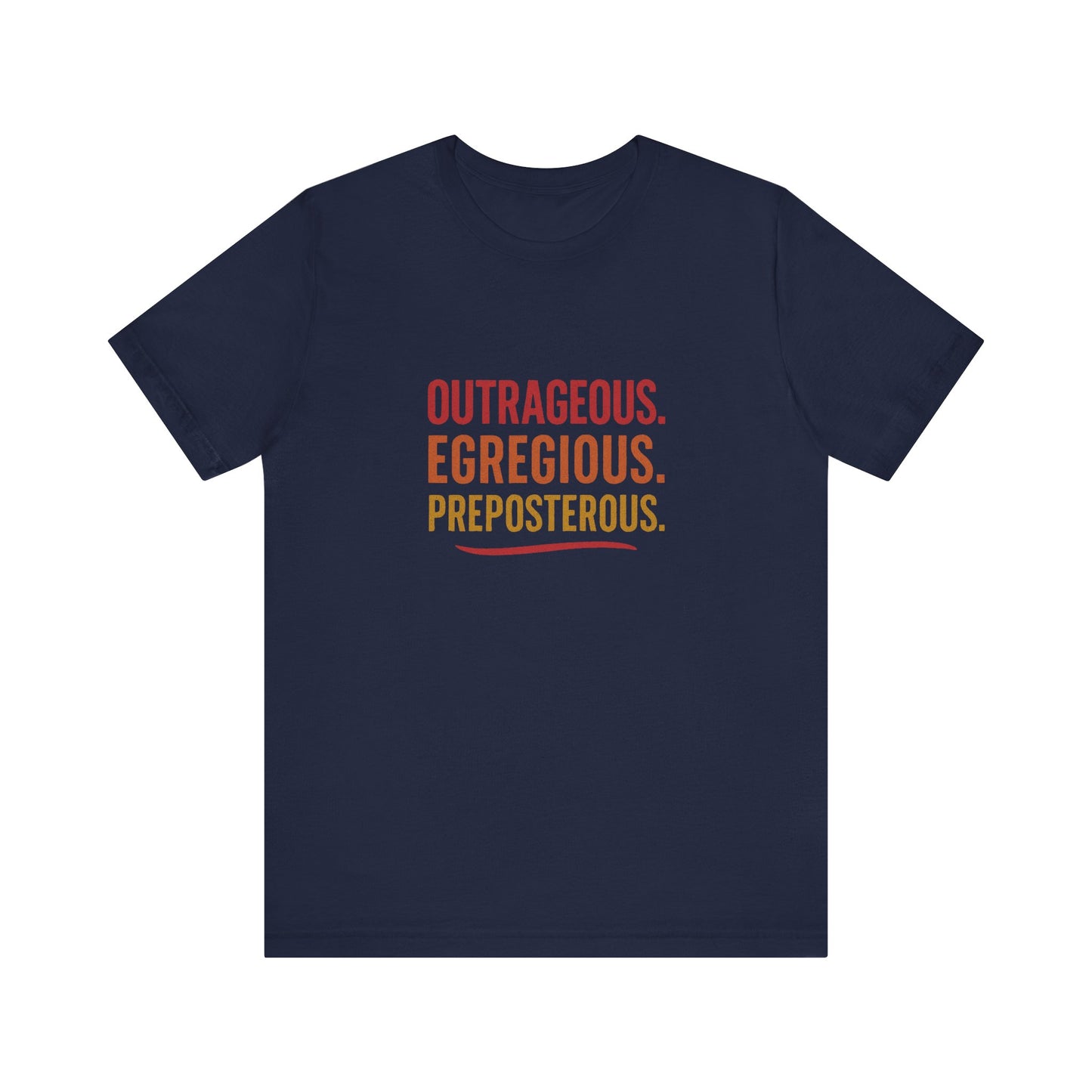 Outrageous Egregious Preposterous (Warm Gradient) — Seinfeld Retro Tee (Dark)