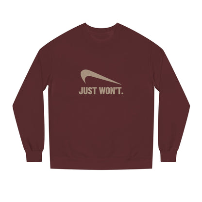 Just Won’t Athletic Parody — Retro Workout Sweatshirt (Dark)