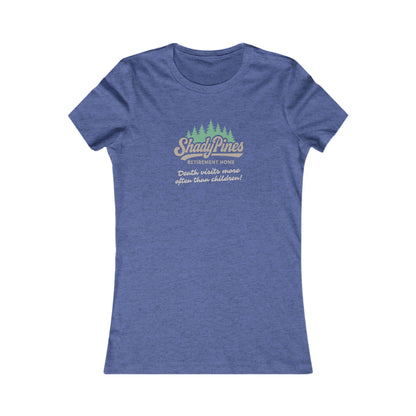 Shady Pines (Death Visits More Often Than Children) — Retro Women's Tee (Dark)