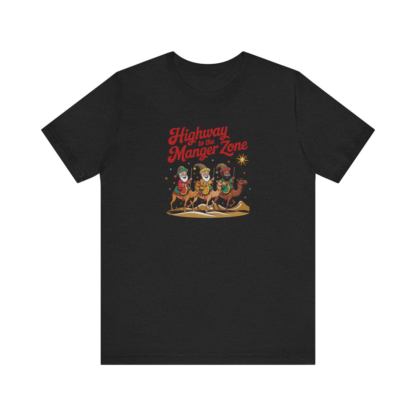 Highway to the Manger Zone — Top Gun Christmas Retro Tee (Dark)