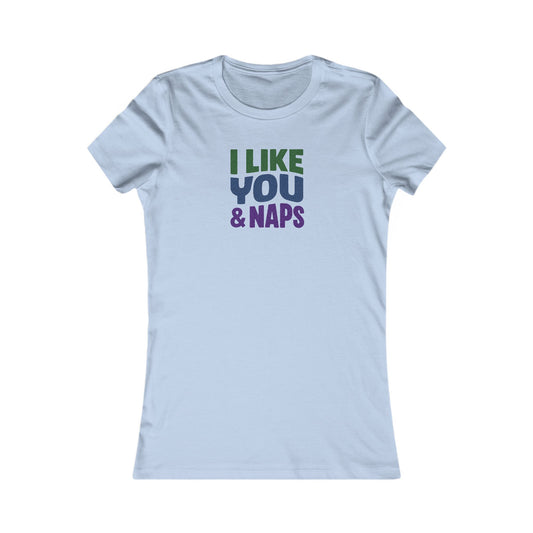 I Like You & Naps (Cool Gradient) — Retro Loungewear Women's Tee (Light)