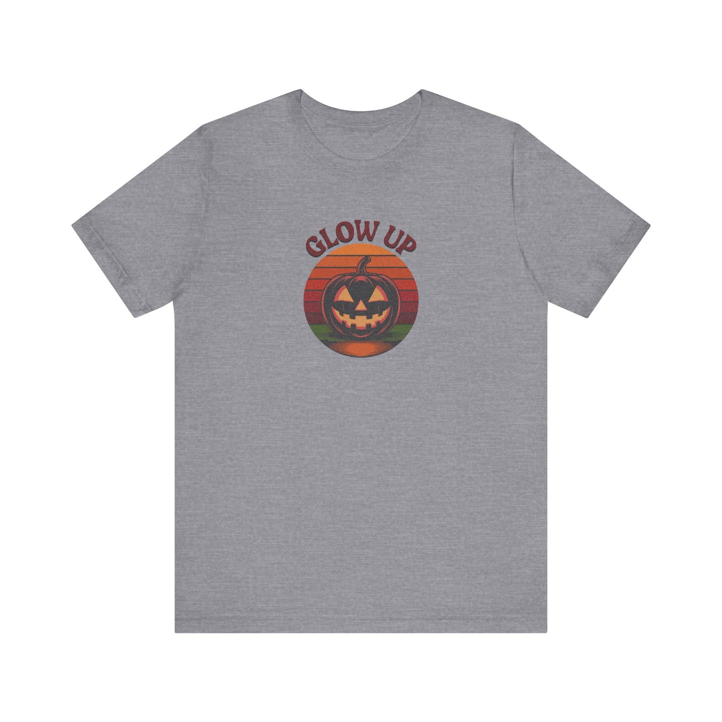 Halloween Glow Up Pumpkin — Retro Autumn Sunset Tee (Light)