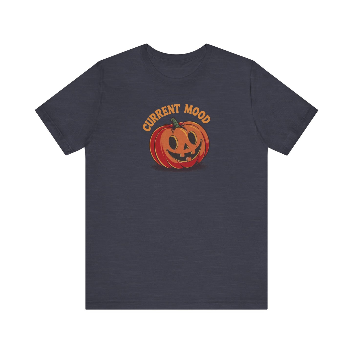 Current Mood (Cute Pumpkin) — Retro Halloween Tee (Dark)