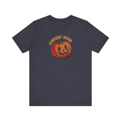 Current Mood (Cute Pumpkin) — Retro Halloween Tee (Dark)