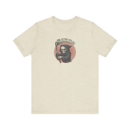 One Scythe Fits All — Grim Reaper Retro Tee (Light)