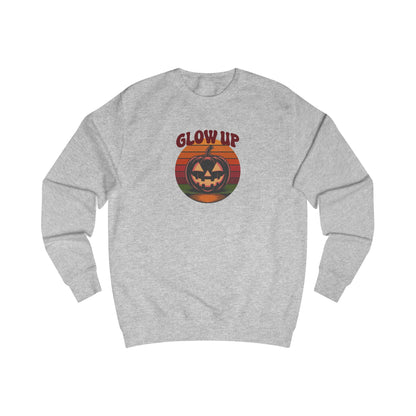 Halloween Glow Up Pumpkin — Retro Autumn Sunset Sweatshirt (Light)