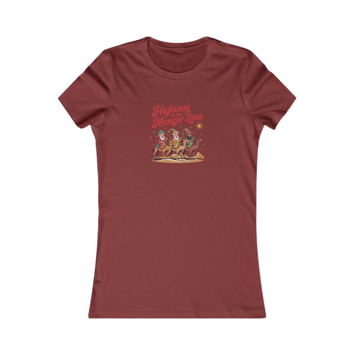 Highway to the Manger Zone — Top Gun-Inspired Christmas Women's Tee (Dark)