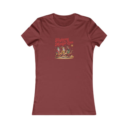 Highway to the Manger Zone — Top Gun-Inspired Christmas Women's Tee (Dark)