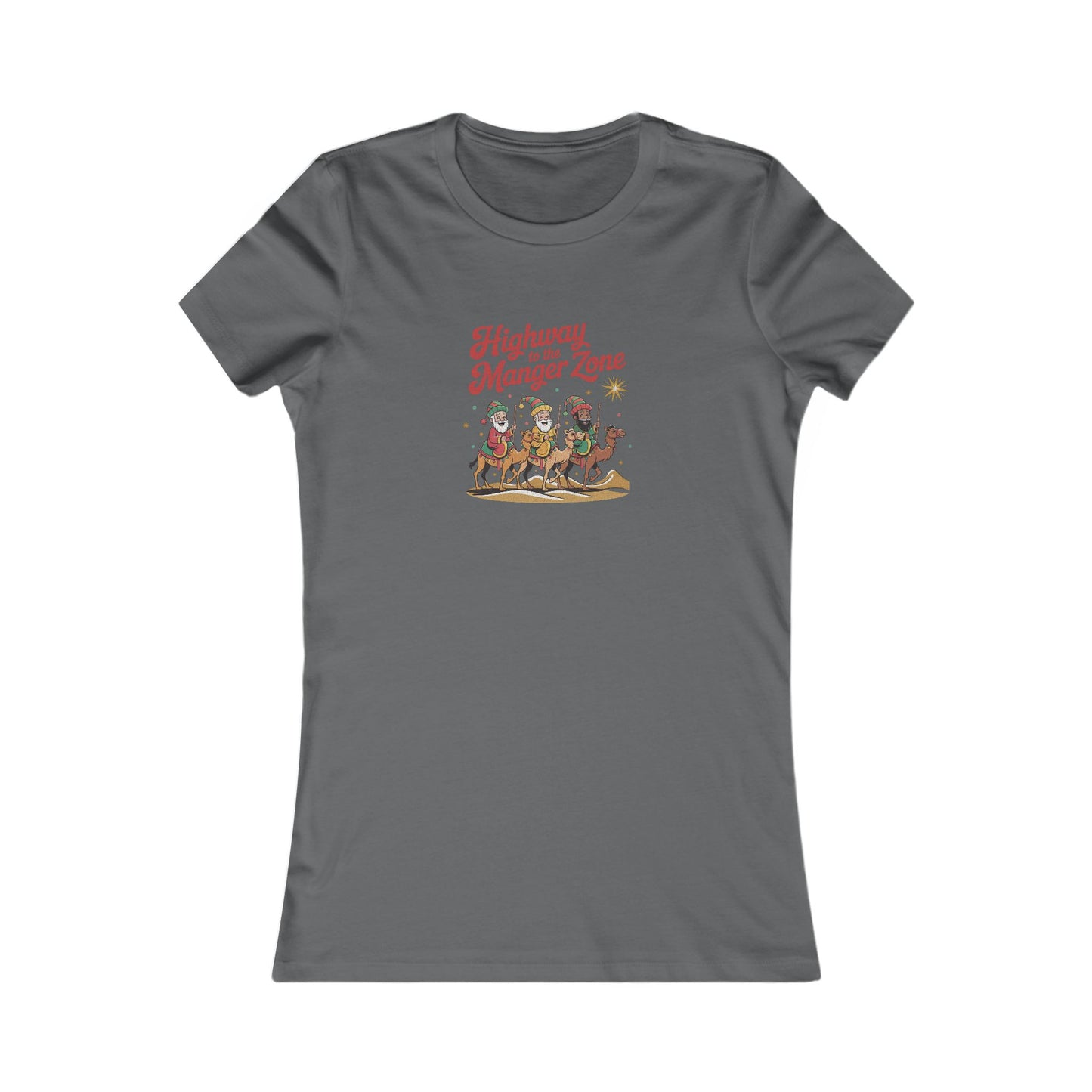 Highway to the Manger Zone — Top Gun-Inspired Christmas Women's Tee (Dark)