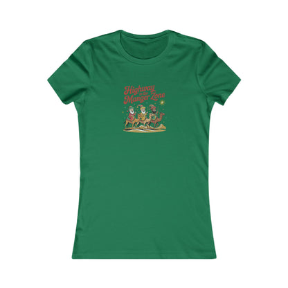 Highway to the Manger Zone — Top Gun-Inspired Christmas Women's Tee (Dark)