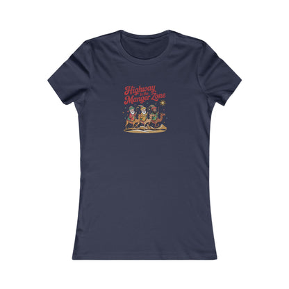 Highway to the Manger Zone — Top Gun-Inspired Christmas Women's Tee (Dark)