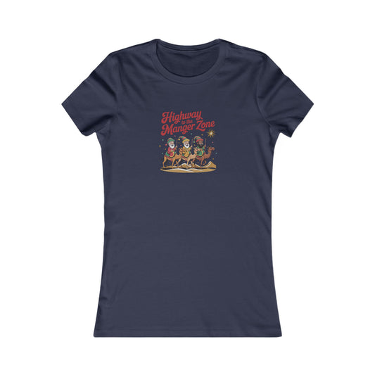 Highway to the Manger Zone — Top Gun-Inspired Christmas Women's Tee (Dark)