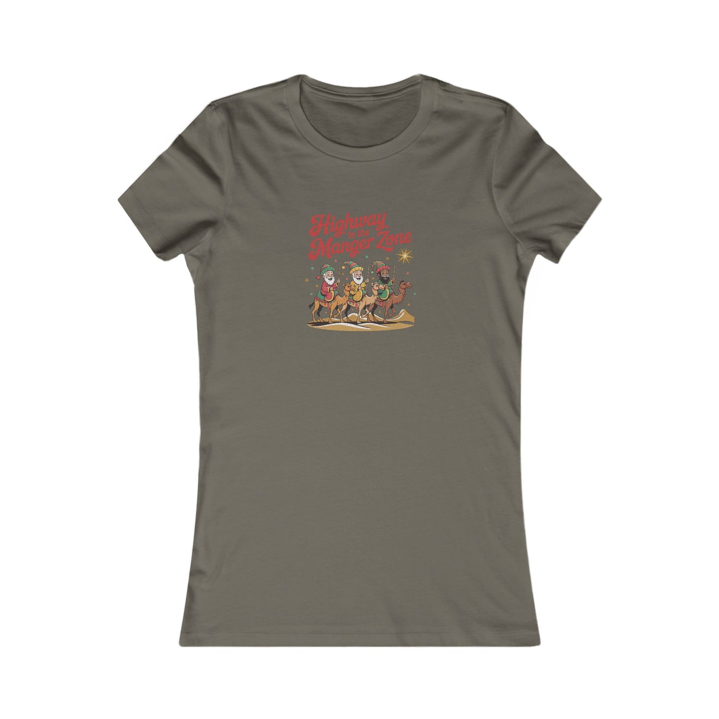 Highway to the Manger Zone — Top Gun-Inspired Christmas Women's Tee (Dark)
