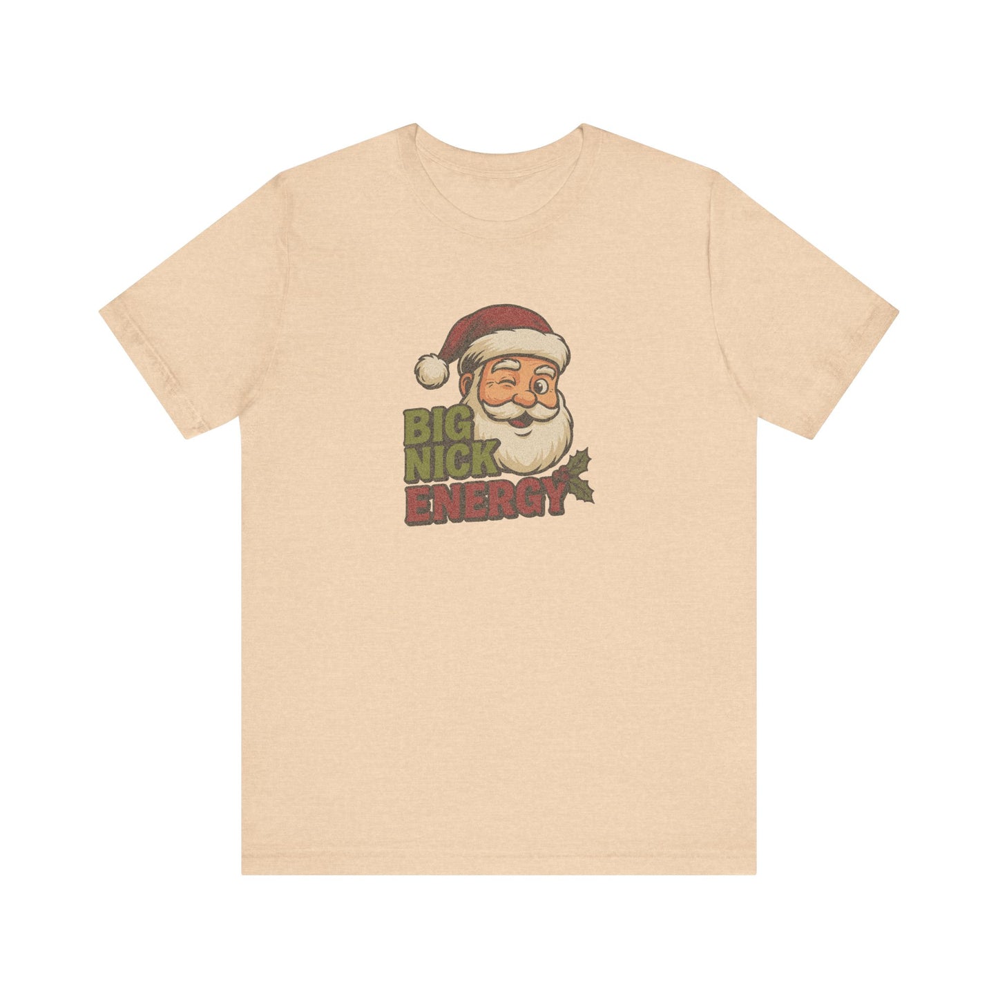Big Nick Energy — Retro Santa Christmas Tee (Light)