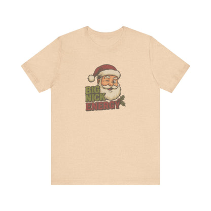 Big Nick Energy — Retro Santa Christmas Tee (Light)