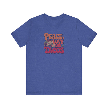 Peace, Love, and Tacos — Retro Foodie Tee (Dark)