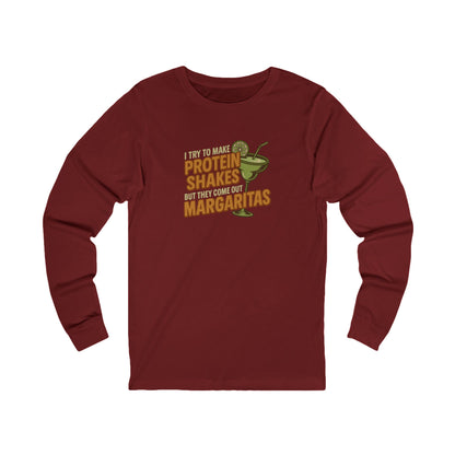 Protein Shakes (Oops, All Margaritas) — Retro Long Sleeve (Dark)