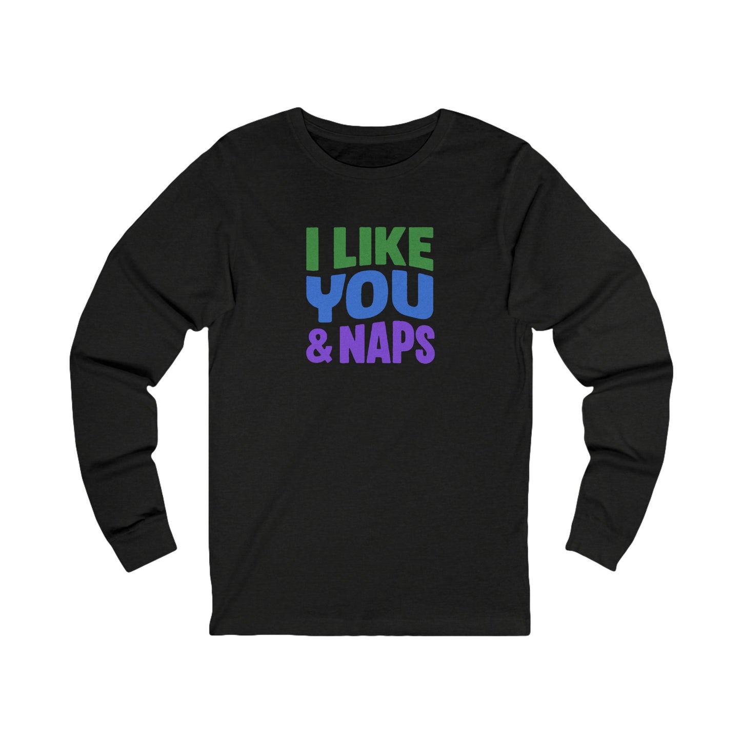 I Like You & Naps (Cool Gradient) — Retro Loungewear Long Sleeve (Dark)