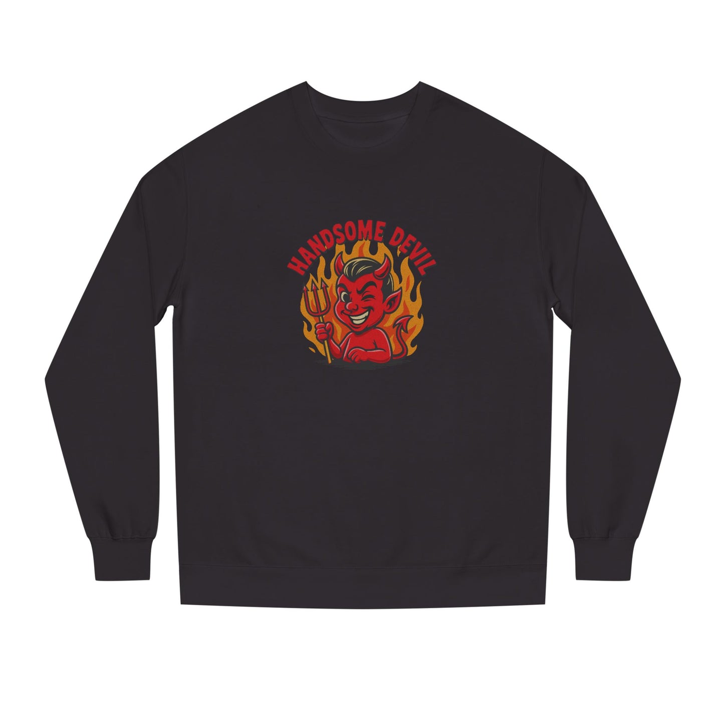 Handsome Devil — Fiery Retro Halloween Sweatshirt (Dark)