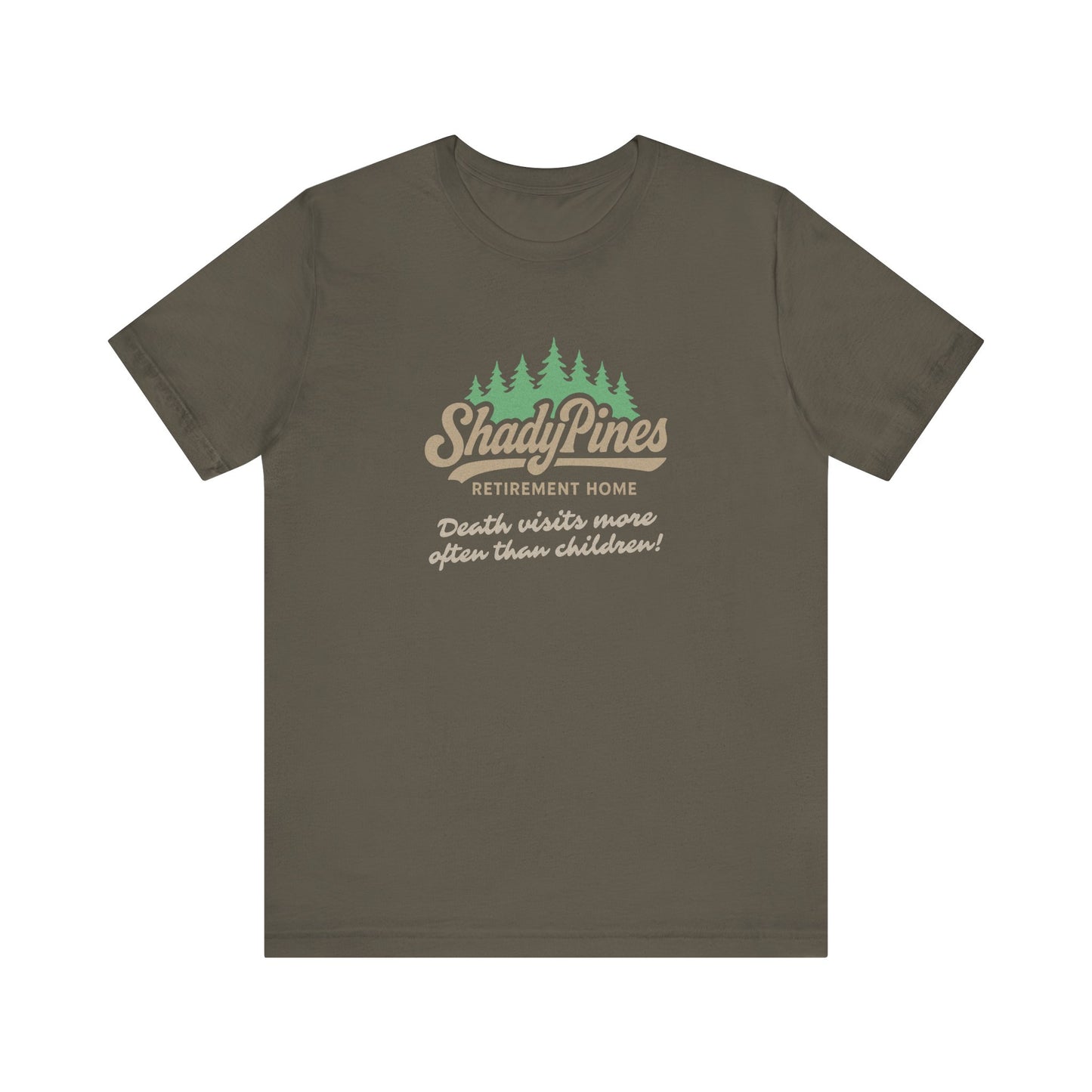 Shady Pines (Death Visits More Often Than Children) — Retro Tee (Dark)