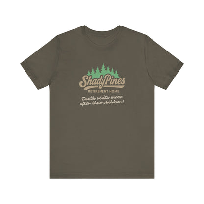 Shady Pines (Death Visits More Often Than Children) — Retro Tee (Dark)