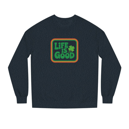 Life Is Good, Shamrock Style — St. Patrick’s Retro Sweatshirt (Dark)
