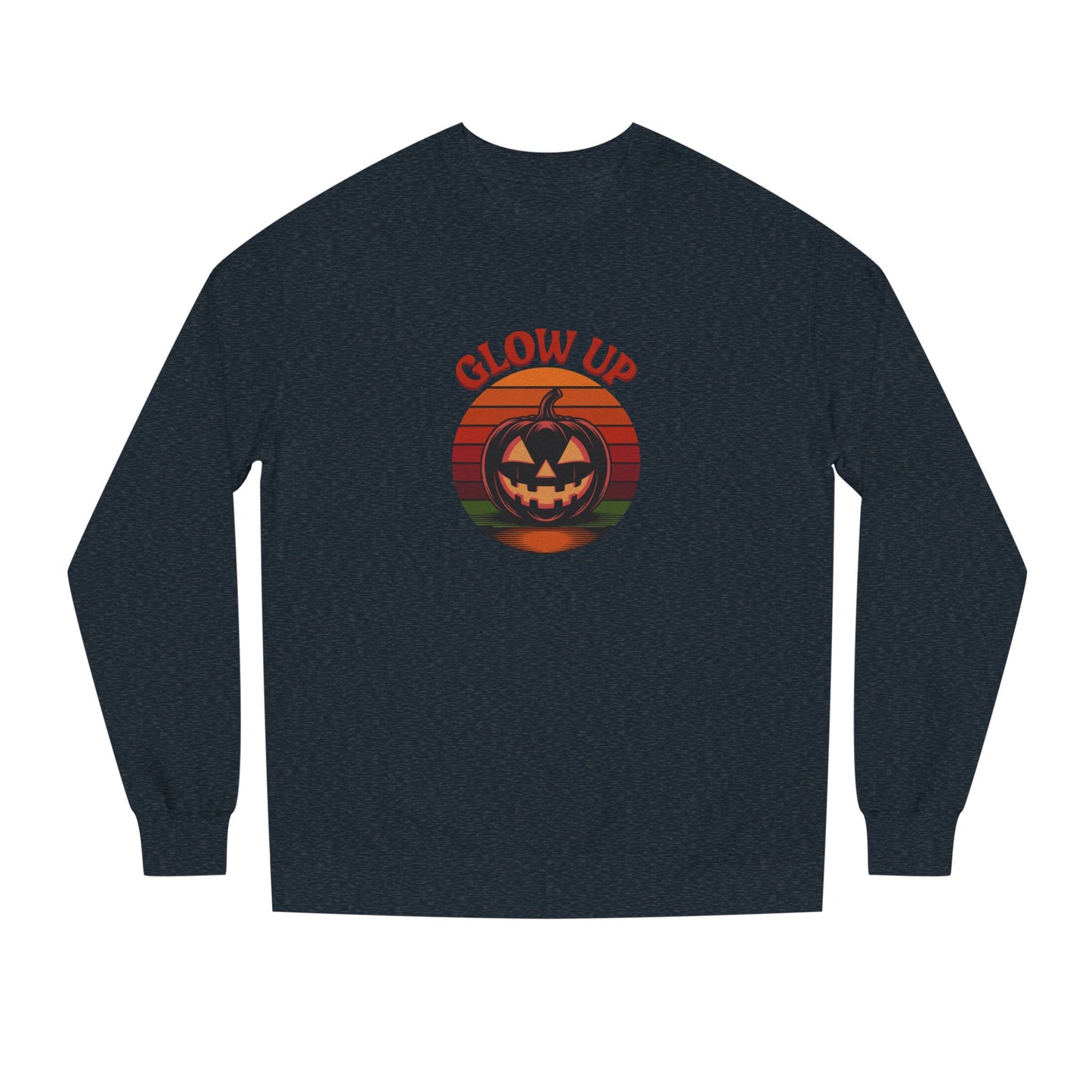 Halloween Glow Up Pumpkin — Retro Autumn Sunset Sweatshirt (Dark)