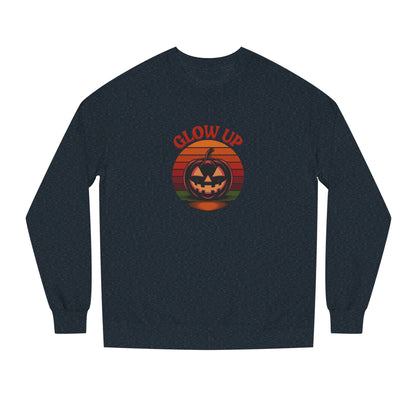 Halloween Glow Up Pumpkin — Retro Autumn Sunset Sweatshirt (Dark)