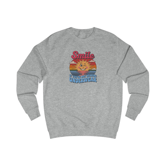 Smile If You’re Not Wearing Underwear — Retro Sweatshirt (Light)
