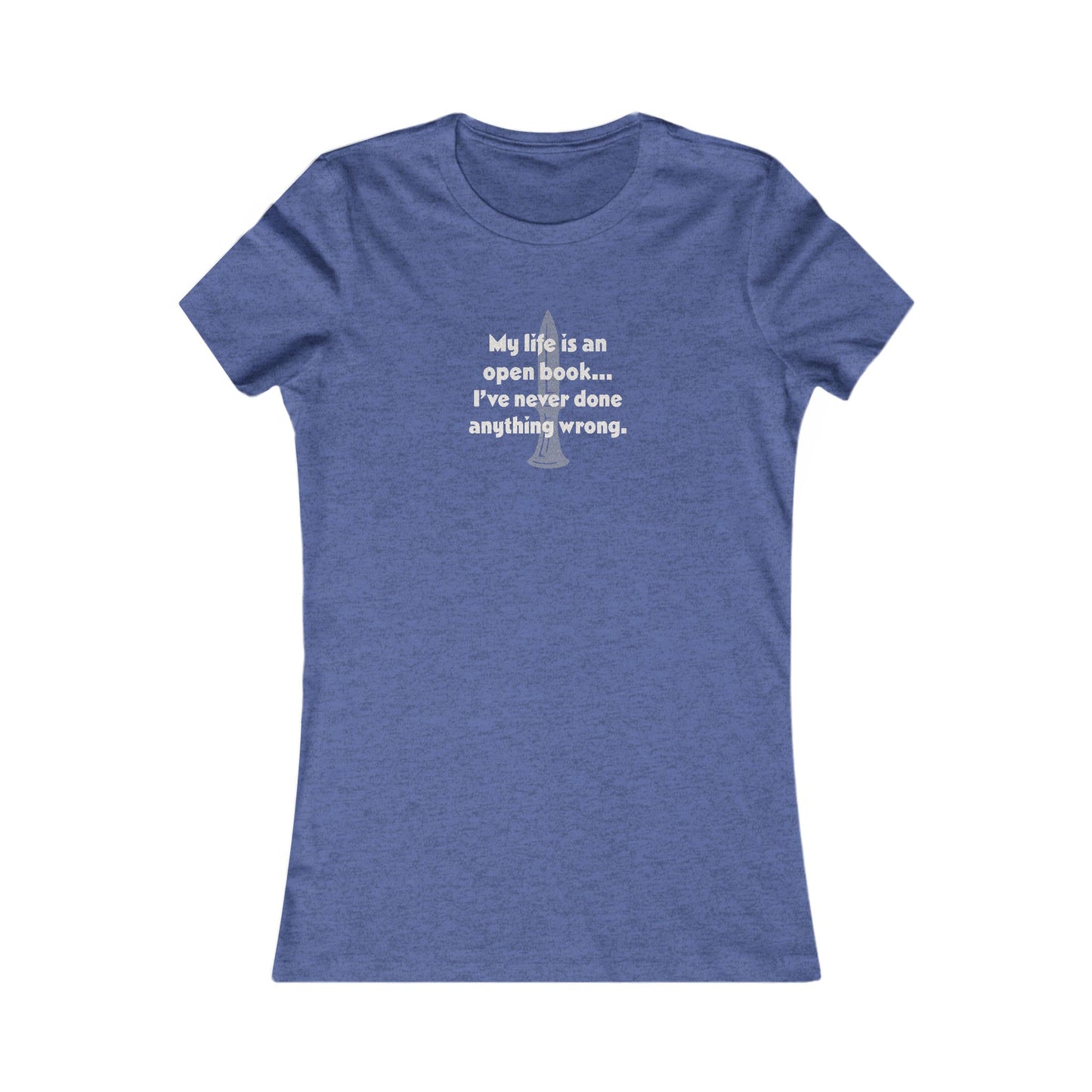 My Life Is an Open Book, I've Never Done Anything Wrong — Clue Retro Women's Tee (Dark)