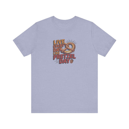 Live Every Day Like Pretzel Day — Stanley Hudson Retro Tee (Light)