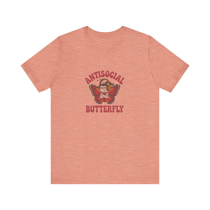 Antisocial Butterfly (Female) — Retro Workout Tee (Light)