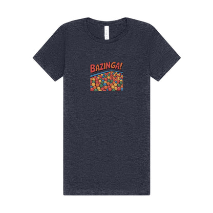 Bazinga! Ball Pit — Big Bang Theory Retro Women's Tee (Dark)
