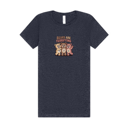 Bears Are Terrifying (Cute Remix) — Retro Women's Tee (Dark)