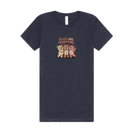 Bears Are Terrifying (Cute Remix) — Retro Women's Tee (Dark)