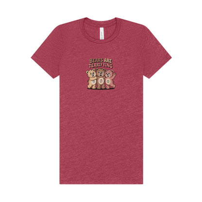 Bears Are Terrifying (Cute Remix) — Retro Women's Tee (Light)