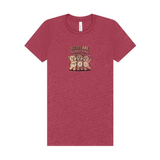 Bears Are Terrifying (Cute Remix) — Retro Women's Tee (Light)