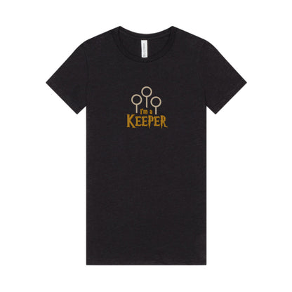 I’m a Keeper — Harry Potter Quidditch Retro Women's Tee (Dark)