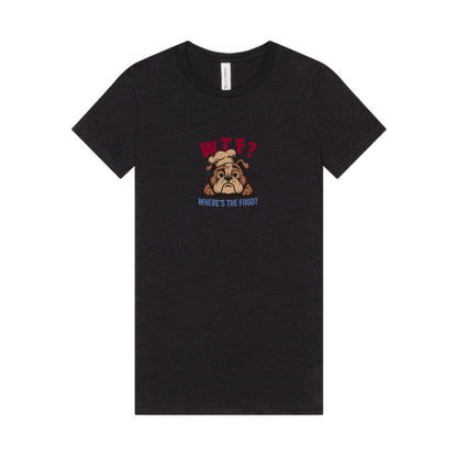 WTF? Where’s the Food? — Bulldog Chef Women's Tee (Dark)